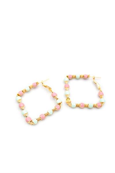 Royaleks Enameled Hoop Earrings - Pink