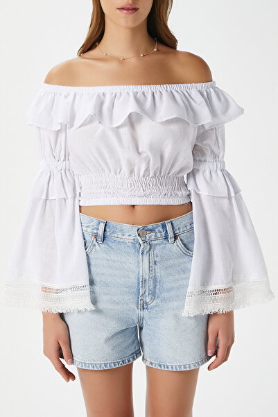 Ritnice Women's Emily White Madonna Collar Blouse