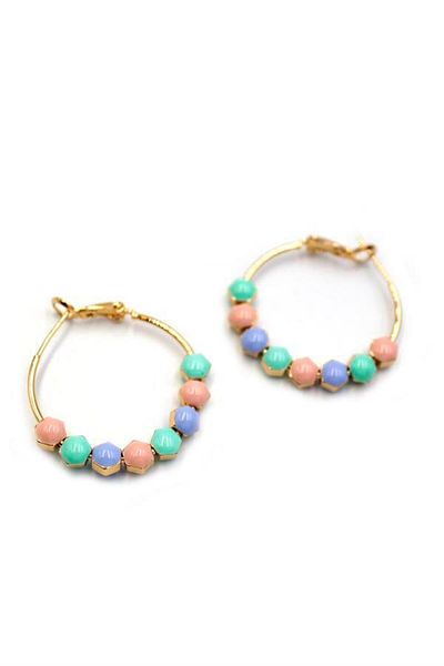 Royaleks Enameled Hoop Earrings - MULTICOLOR