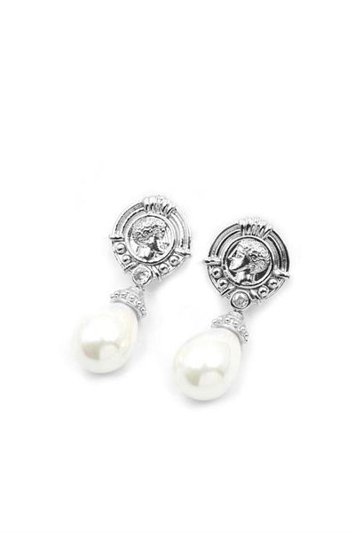 MR RZN STORE Medallion Pearl Earrings - Silver