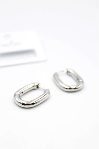 MR RZN STORE Oval Hoop Earrings - Silver
