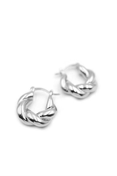 MR RZN STORE Braided Hoop Earrings - Silver