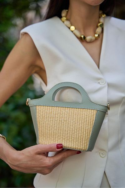 Madamra Çağla Hasır Women's Mini Straw Detailed Crossbody Bag