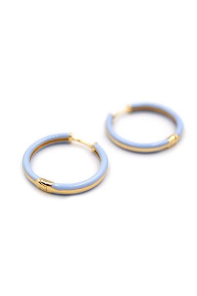 Royaleks Enameled Hoop Earrings - Light Blue