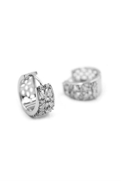 MR RZN STORE Jewelled Hoop Earrings - Silver