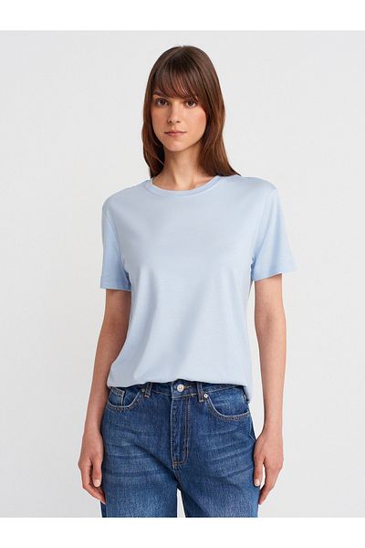 Dilvin 31791 Tricou Crew Neck-albastru deschis