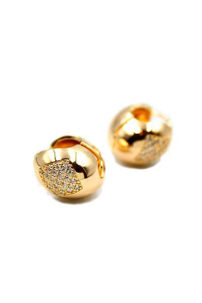 MR RZN STORE Stone ball earrings - gold