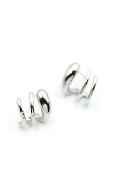 Royaleks 3-Piece Look Earrings - Silver
