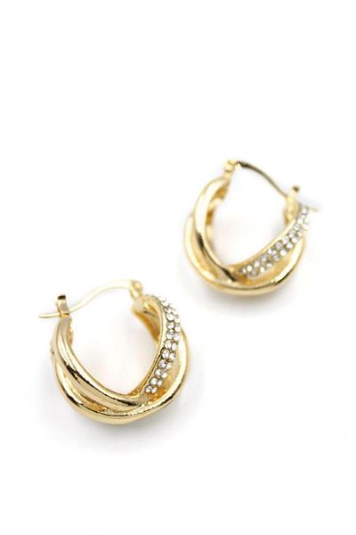 MR RZN STORE Jewelled Hoop Earrings - Gold