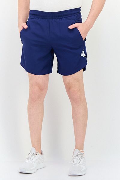 adidas Men Sportswear Fit 7 Inseam Brand Logo Walking Shorts, Navy Blue