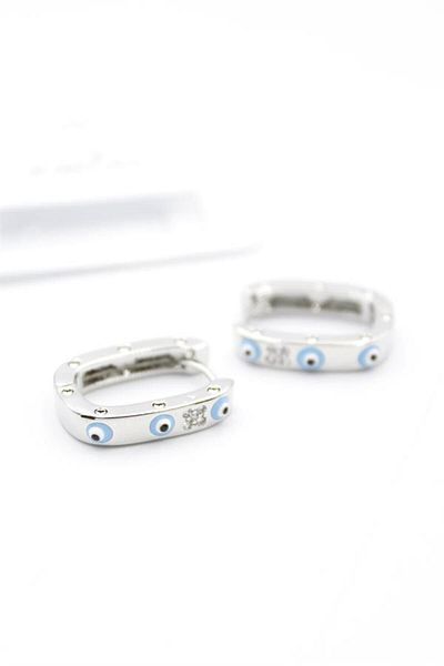 MR RZN STORE Enameled Hoop Earrings - Silver