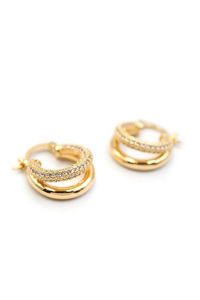 MR RZN STORE Jewelled Hoop Earrings - Gold