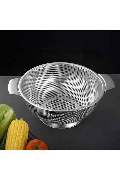 Vadi Rocco Silver Stainless Steel Colander Mixing Bowl Salad Pasta Vegetable Fruit Strainer 25.5 cm