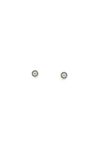 MR RZN STORE Silver Needle Evil Eye Earrings - Gold
