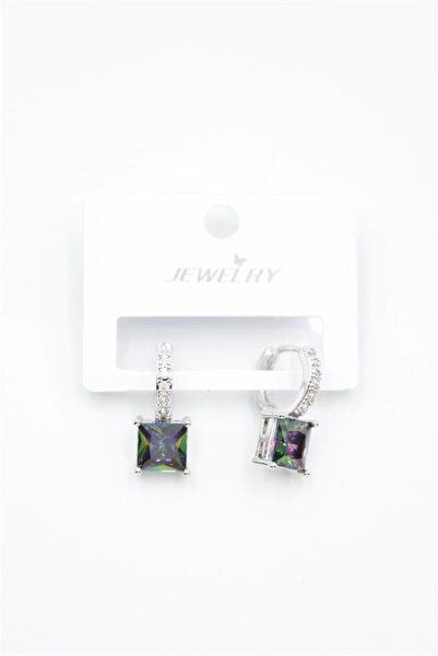 teknoparkx Square Jewelled Earrings - Silver