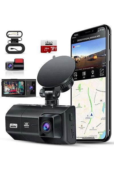 Soof MR600 3Channel Dashcam 4K Front 2K Inside & 1080P Rear Night Vision Parking Mode G-Sensor 128GB Card