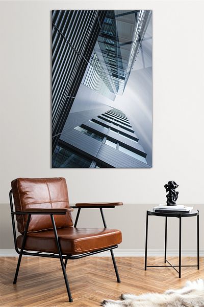 Vosevu Pictură verticală din sticlă cu structură geometrică, decor modern pentru birou, decorare de perete pentru cadou, sticlă irezistibilă