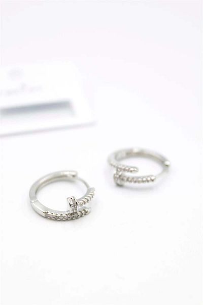 MR RZN STORE Jewelled Stud Earrings - Silver