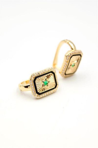 Royaleks Star Jewelled Earrings - Green