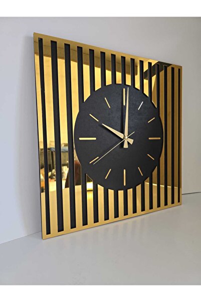 Karenza Home Modern Likya Time (Gold-Siyah) - Akar Sessiz Mekanizmalı - Ahşap...