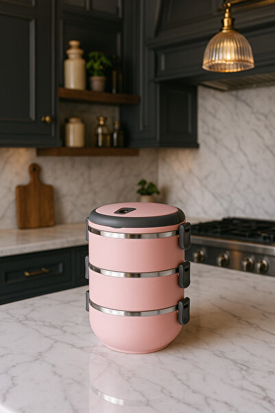 Topkapı 3 Katlı Sızdırmaz Yemek Termosu Sefer Tası Tek Kişilik Hacimi Vardır