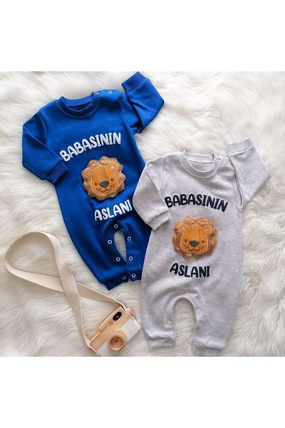 BEBELERCEEE BEBEKSİ ŞEYLER 3-9 months baby's lion of father written overalls