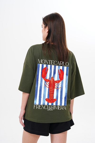 JANSO GROUP -Women Lobster Printed Tshirt Oversize Cotton