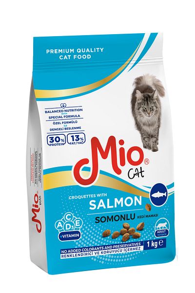 MİO Dry food for adult cats, Mio Cat Premium, with salmon, 1 Kg bag of granules