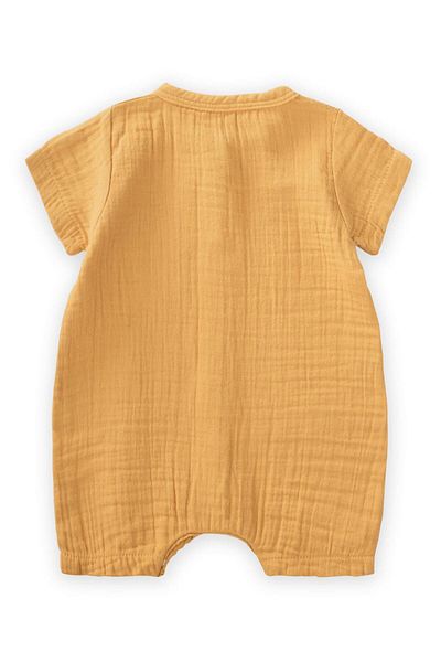 Cigit Zebra Embroidered Muslin Shorts Jumpsuit 0-3 Years Pastel Yellow