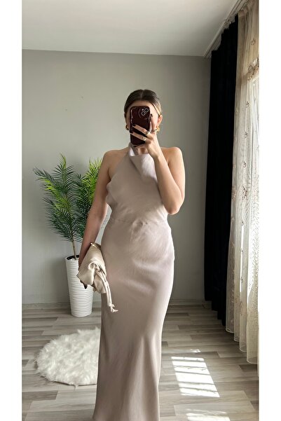 ensbutik Sırt Dekolteli Modal Uzun Elbise