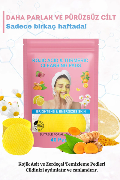 elbbub Anti-Blemish Kojic Acid Turmeric Facial Cleansing Pad Deeply Cleansing Suitable for All Skin 40Pcs