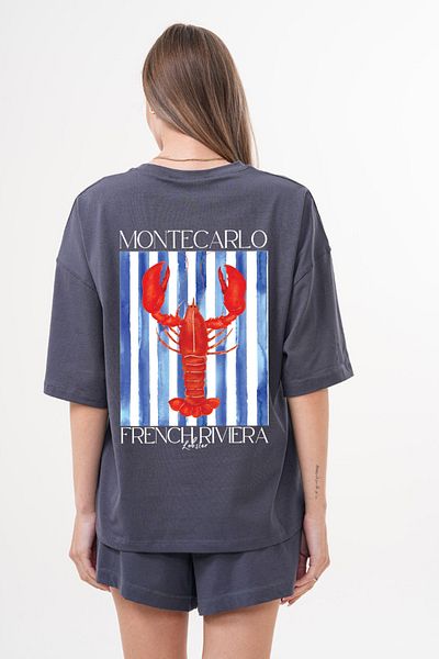 JANSO GROUP -Women Lobster Printed Tshirt-Shorts Set 2Pcs Oversized Large Size Cotton