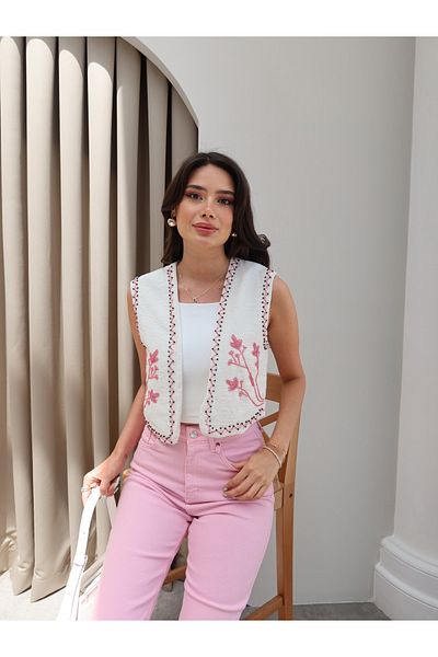 ESRAHELVACI Beadwork Cotton Vest