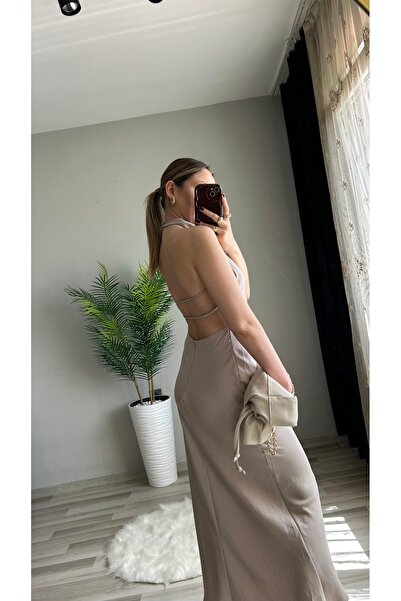 ensbutik Sırt Dekolteli Modal Uzun Elbise