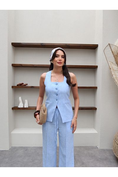 ESRAHELVACI Set pantaloni vestă cu guler pătrat