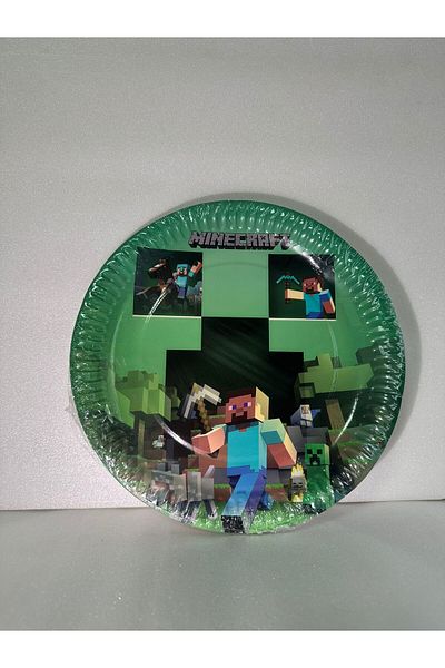 Cadde Süs Minecraf Themed Plate Cup Set of 8