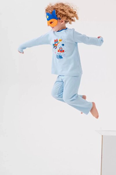 BUUDE 100% Cotton Boy's Pajamas Set with Super Hero Bag and Mask