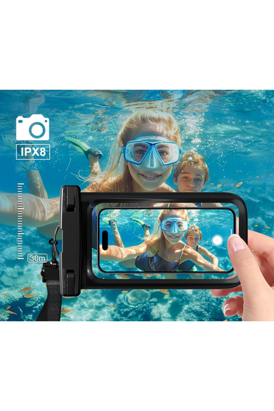 Powerfox Tüm Telefonlara Uyumlu Yağmur Su Geçirmez WaterProof Deniz Havuz Altı Telefon Kılıfı