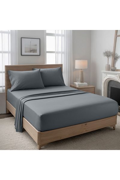 Hotel Linen Klub 2-Piece Microfiber Single (90x190cm) Plain Fitted Sheet Set