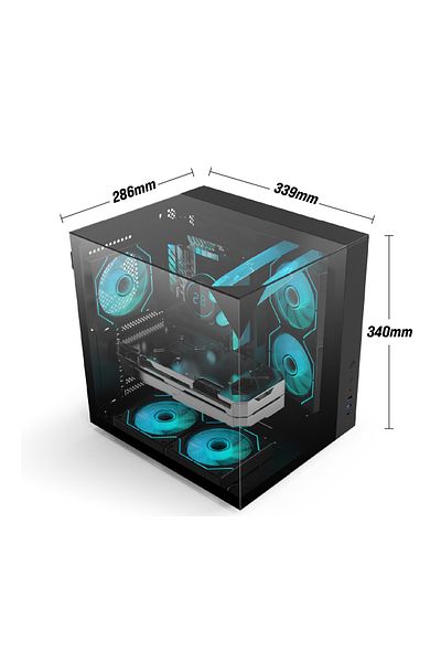 SHARX PROFIN Mid-Tower Gaming Cabinet, ATX, 5x 120mm Pre-Installed ARGB Fans, Controller Black - GX500B.