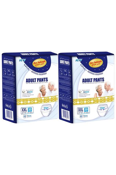 Ace Sabaah Adult Diaper Pants, Size XXL, Waist 140-160cm, Pack of 30 x 2