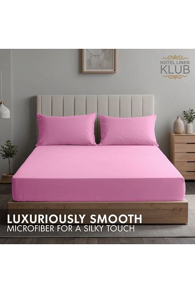 Hotel Linen Klub 3-Piece Microfiber Twin (120x200cm) Plain Fitted Sheet Set