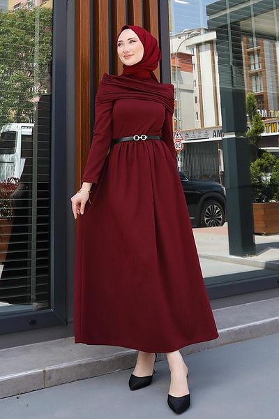 giz astore Draped Dress Burgundy