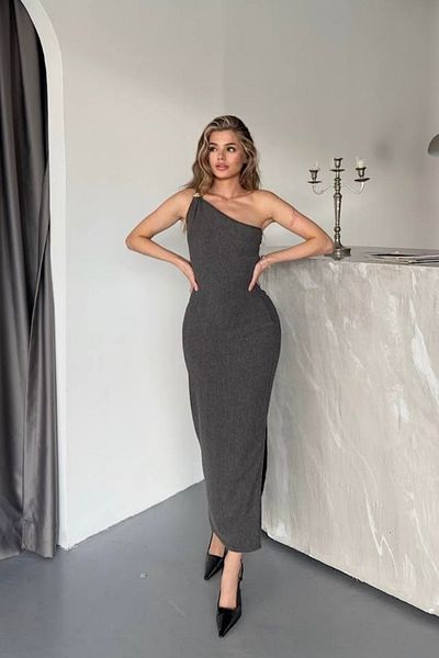 İLKCET MODA Γυναικείο φόρεμα με έναν ώμο αξεσουάρ