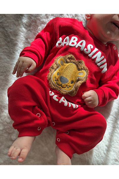 BEBELERCEEE BEBEKSİ ŞEYLER 3-9 months baby's lion of father written overalls