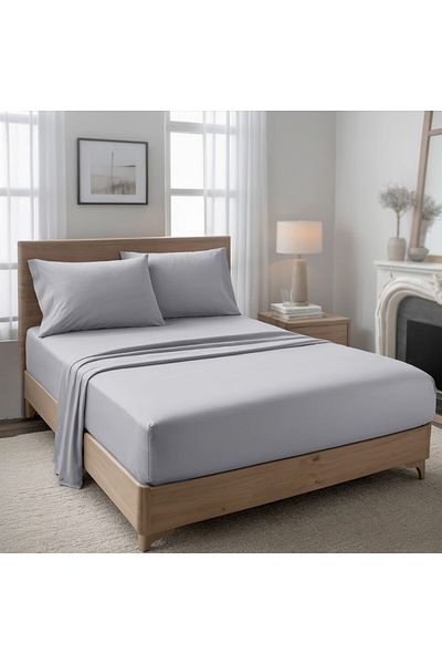 Hotel Linen Klub 2-Piece Microfiber Single (90x190cm) Plain Fitted Sheet Set