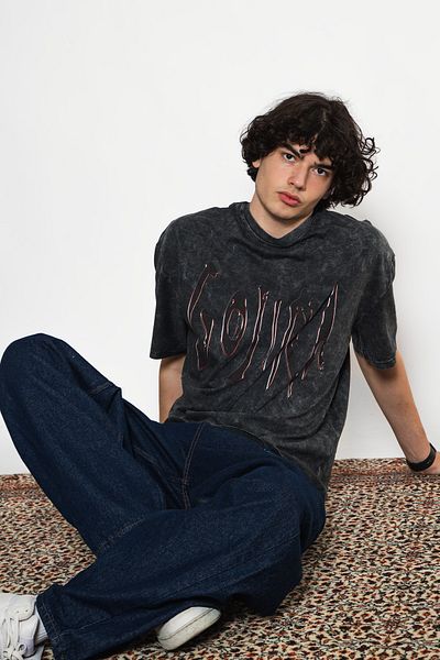 Sekizbiraltı Μαύρο μπλουζάκι με στάμπα Gojira Oversize Unisex Washable