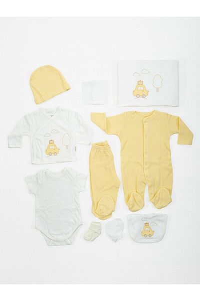 Bebitof Organic Yellow Trolley 10-Piece Hospital Exit Set