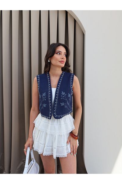 ESRAHELVACI Beadwork Cotton Vest