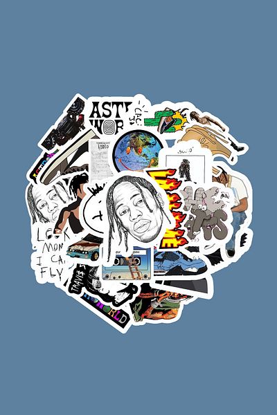 dadi ramba Travis Scott Sticker Pack -Bullet Journal - Agenda -Laptop Sticker Decal